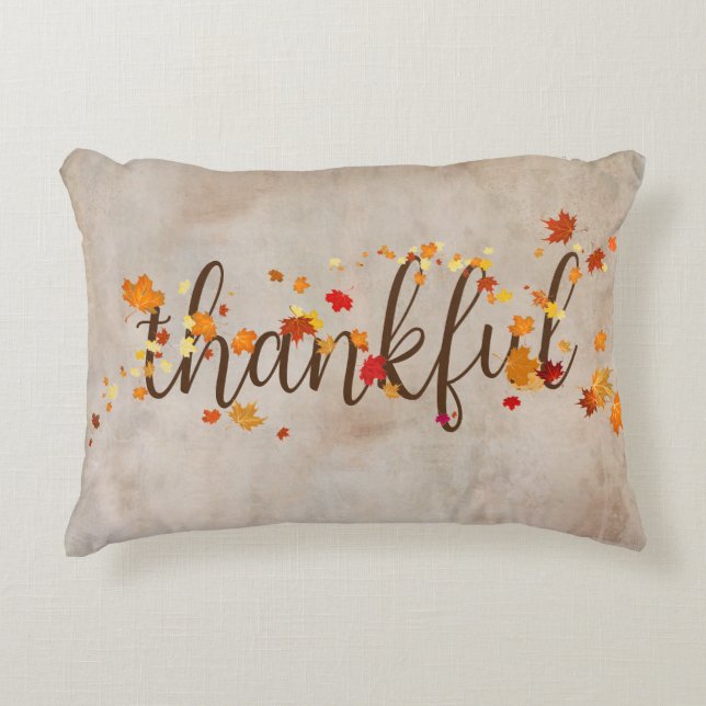 Thankful Autumn Leaves Decorative Cushion (Front)