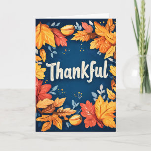 Thankful Autumn Leaves Thanksgiving Holiday Card