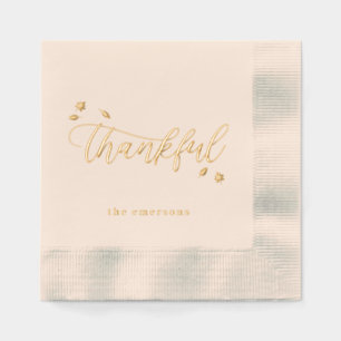 Thankful Autumn Thanksgiving Foil Stamped Napkins