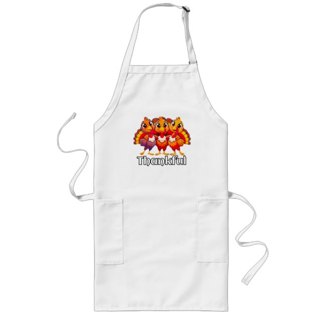 Thankful baby turkey funny cartoon  long apron (Front)