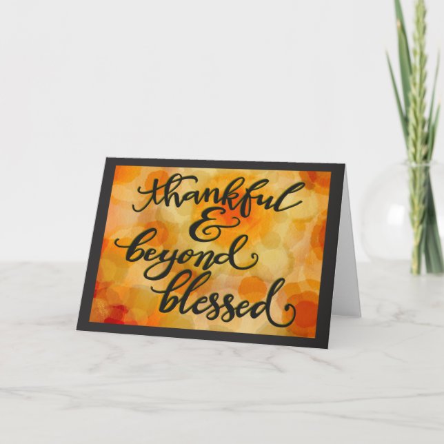 Thankful Beyond Blessed Thanksgiving Modern Card (Front)