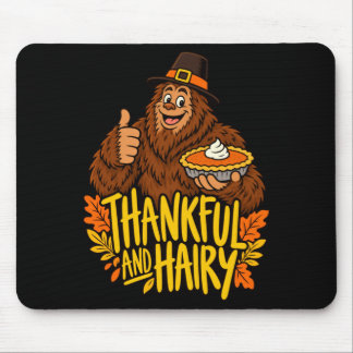 Thankful bigfoot hairy funny fall thanksgiving mouse mat