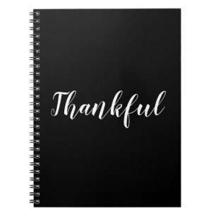 Thankful black custom script text elegant notebook