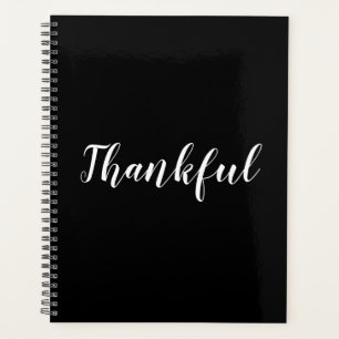 Thankful black custom script text elegant planner