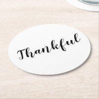 Thankful black white modern script thanksgiving