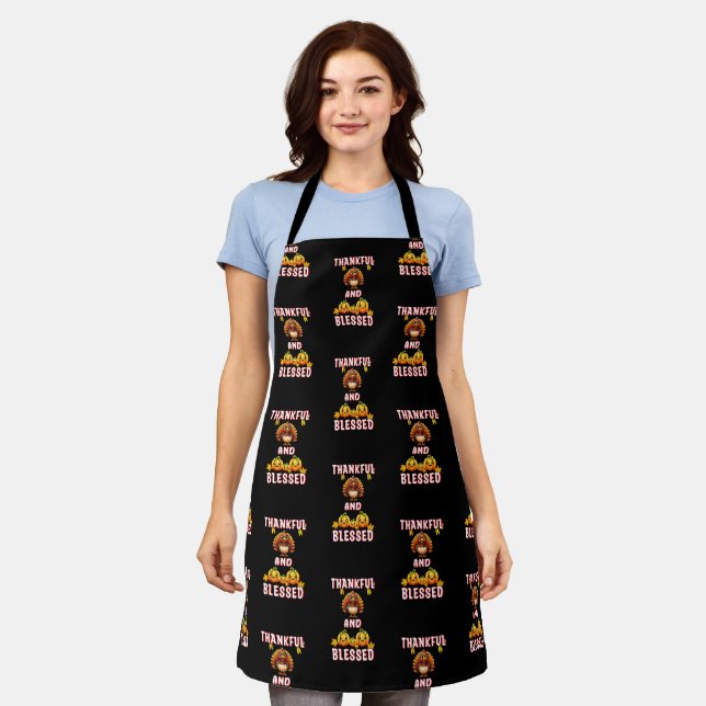 Thankful Blessed 23 US Maple November Thanksgiving Apron (Worn)