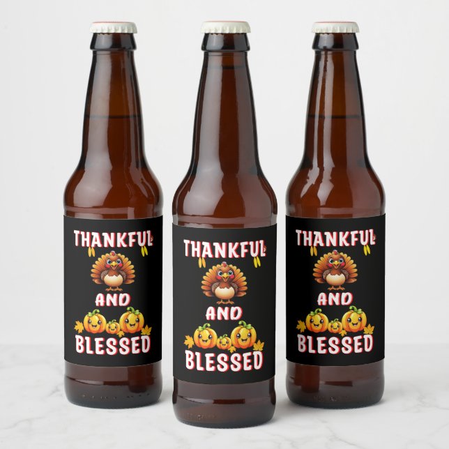 Thankful Blessed 23 US Maple November Thanksgiving Beer Bottle Label (Bottles)