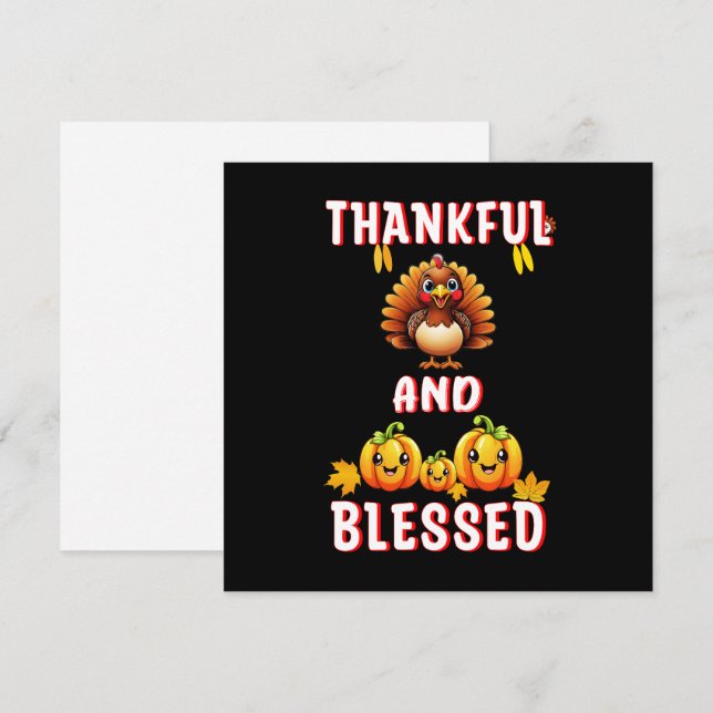 Thankful Blessed 23 US Maple November Thanksgiving Card (Front/Back)