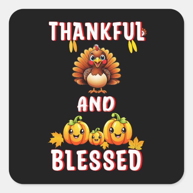 Thankful Blessed 23 US Maple November Thanksgiving Square Sticker (Front)
