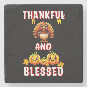 Thankful Blessed 23 US Maple November Thanksgiving Stone Coaster