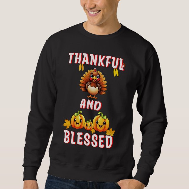 Thankful Blessed 23 US Maple November Thanksgiving Sweatshirt (Front)