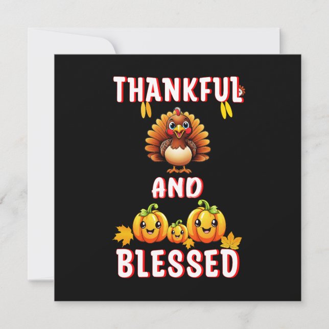 Thankful Blessed 23 US Maple November Thanksgiving Thank You Card (Front)