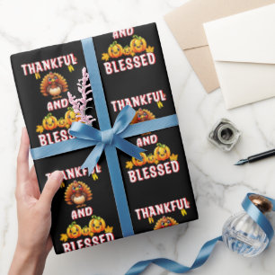 Thankful Blessed 23 US Maple November Thanksgiving Wrapping Paper