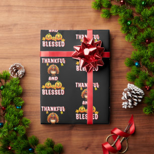 Thankful Blessed 23 US Maple November Thanksgiving Wrapping Paper