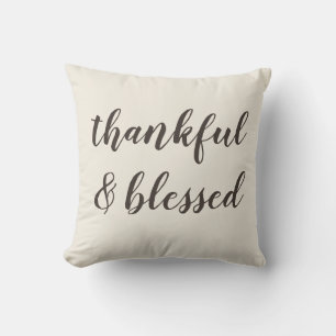 Thankful Blessed Autumn Halloween Throw Pillow