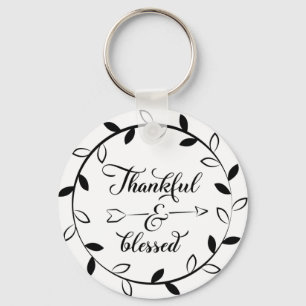 Thankful & Blessed Button Keychain