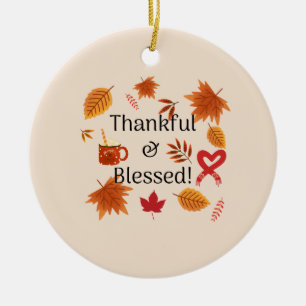 Thankful & Blessed Fall Design Ceramic Tree Decoration