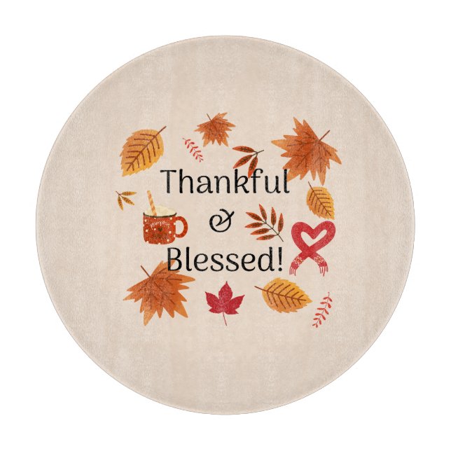Thankful & Blessed Fall Design Cutting Board (Front)