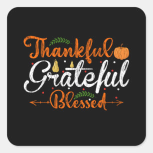 Thankful Blessed Family Kids Matching Thanksgiving Square Sticker