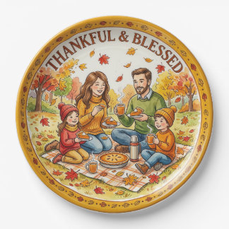 "Thankful & Blessed" Family Paper Plate