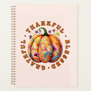 Thankful, Blessed, Grateful Floral Pumpkin Planner