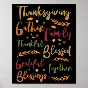 Thankful Blessed Grateful Thanks Giving Funny Than Poster