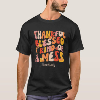 Thankful Blessed Lunch Lady Fall Vibes Thanksgivin T-Shirt