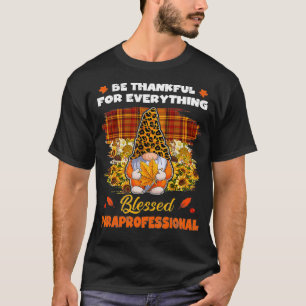 Thankful Blessed Paraprofessional Gnome Fall Thank T-Shirt