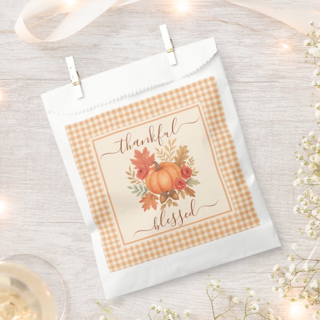 Thankful & Blessed Pumpkin | Fall Thanksgiving  Favour Bags (Clipped)