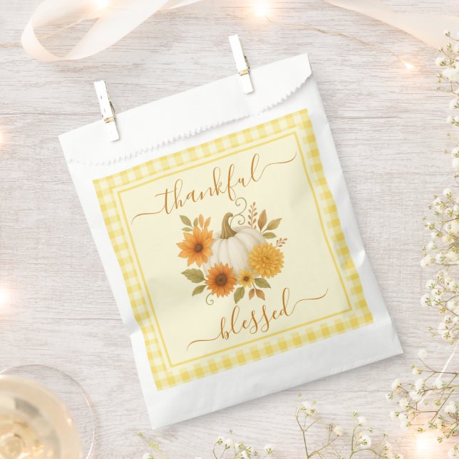 Thankful & Blessed Pumpkin | Fall Thanksgiving  Favour Bags (Clipped)
