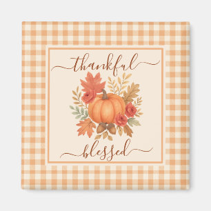Thankful & Blessed Pumpkin Fall Thanksgiving Magnet