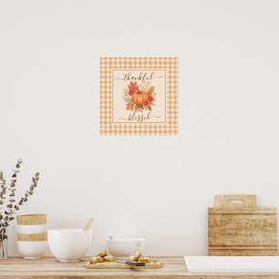 Thankful & Blessed Pumpkin Fall Thanksgiving Poster