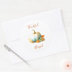 Thankful & Blessed Pumpkin Thanksgiving Sticker