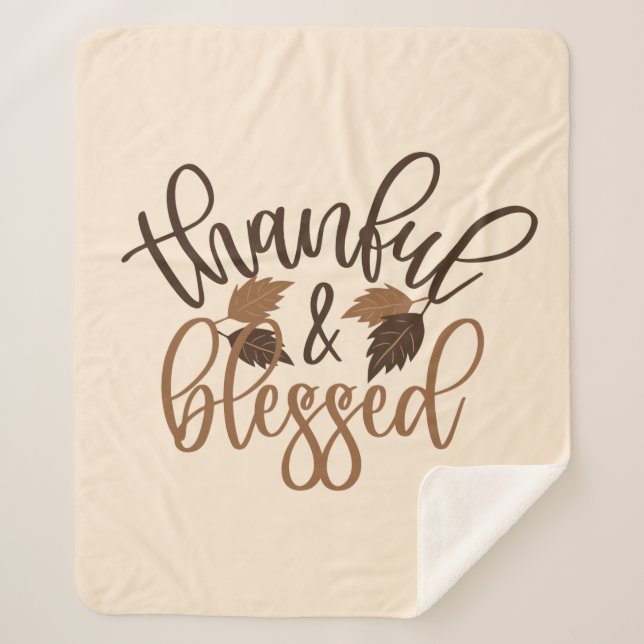 Thankful & Blessed Sherpa Blanket (Front)