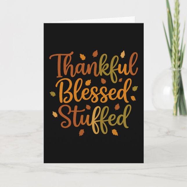 Thankful Blessed Stuffed Thanksgiving Card (Front)