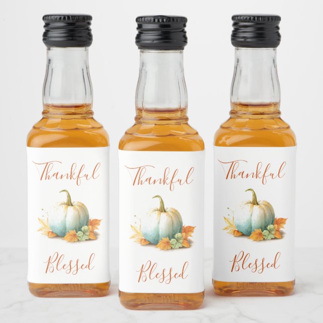 Thankful & Blessed Thanksgiving Mini Liquor Labels (Bottles)