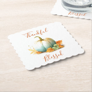 Thankful & Blessed Thanksgiving Paper Coaster