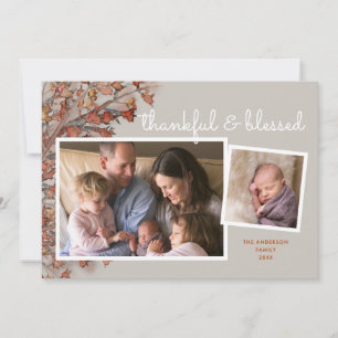 Thankful & Blessed Thanksgiving Photo Holiday Card