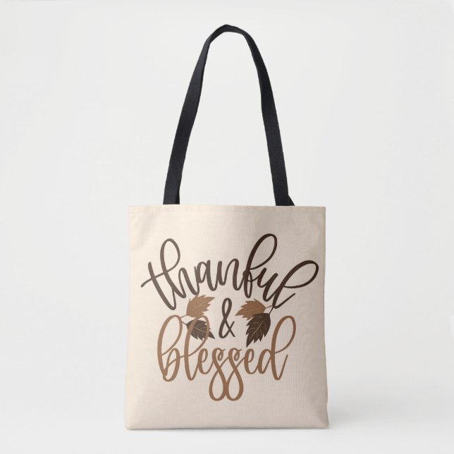 Thankful & Blessed Tote Bag (Front)