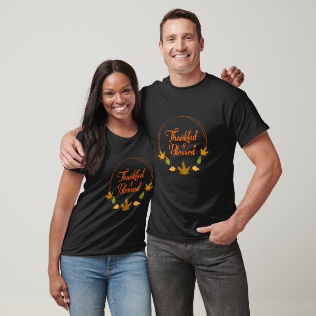 Thankful & Blessed Typography  T-Shirt (Unisex)
