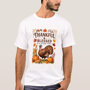 Thankful & Blessed – Vintage Thanksgiving Harvest T-Shirt