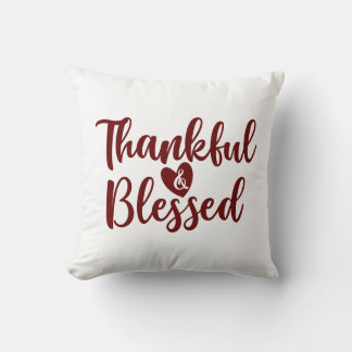 Thankful & Blessed with Heart Cushion