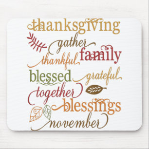 Thankful Blessings Thanksgiving Family Mouse Mat
