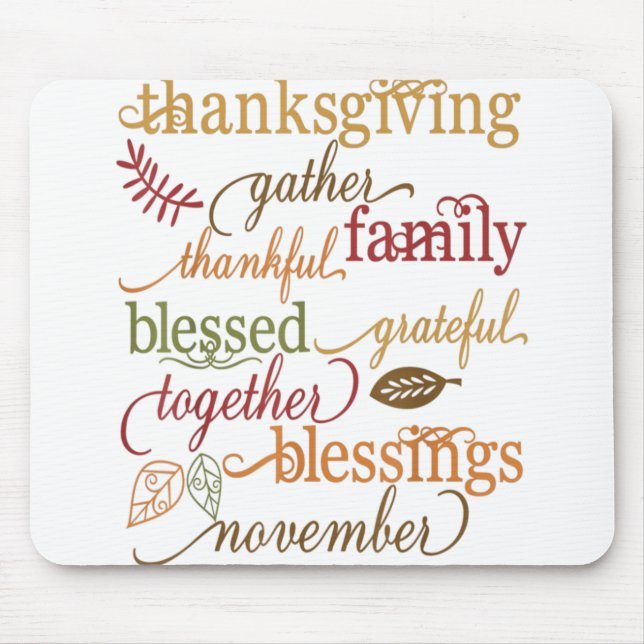 Thankful Blessings Thanksgiving Family Mouse Mat (Front)