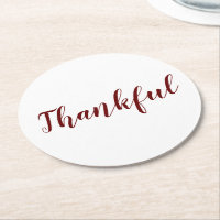 Thankful burgundy maroon white script thanksgiving