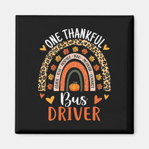 Thankful Bus Driver Thanksgiving Fall School Bus D Magnet