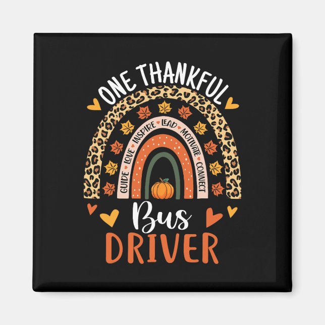 Thankful Bus Driver Thanksgiving Fall School Bus D Magnet (Front)