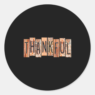 Thankful Coquette Bow Floral Cute Thanksgiving Aut Classic Round Sticker