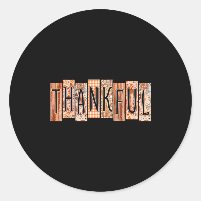 Thankful Coquette Bow Floral Cute Thanksgiving Aut Classic Round Sticker (Front)