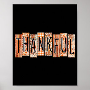 Thankful Coquette Bow Floral Cute Thanksgiving Aut Poster